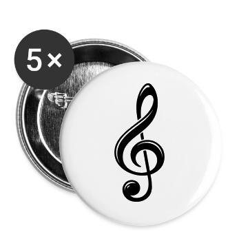Violinschlüssel Notenschlüssel Schwarz Symbol - Buttons groß 56 mm (5er Pack) - Weiß - Vorne