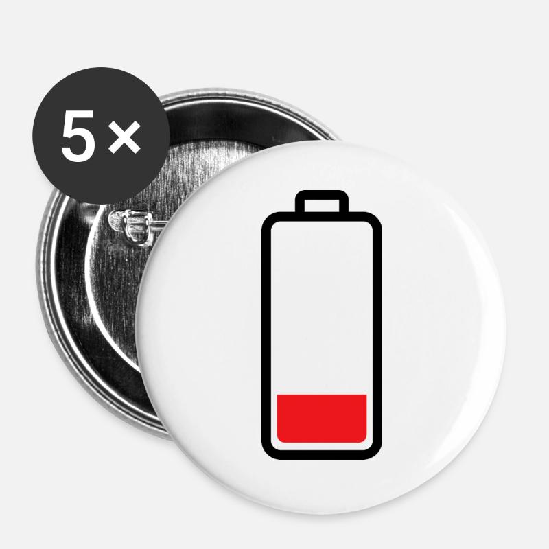 schwache Batterie - Buttons groß 56 mm (5er Pack) - Weiß