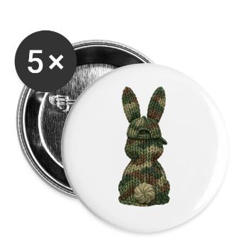 Hase von hinten Cap Tarnfarben Kappe Camouflage - Buttons groß 56 mm (5er Pack) - Weiß - Vorne