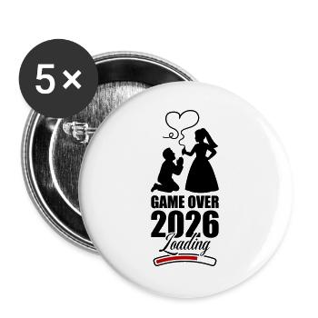 Game Over 2026 Hochzeit - Buttons groß 56 mm (5er Pack) - Weiß - Vorne
