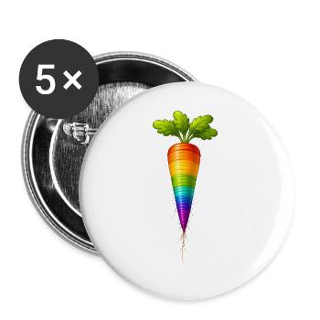 Rainbow Carrot Colorful Vegetable Design - Buttons large 2.2''/56 mm (5-pack) - white - Front