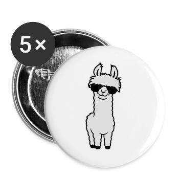 Lunettes de soleil Cool Lama Alpaga Souriant Drôle - Lot de 5 grands badges (56 mm) - blanc - Devant