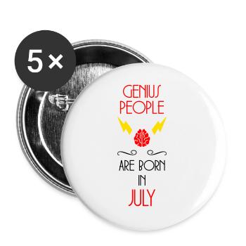 Génie né Juillet Cadeau Bébé - Lot de 5 grands badges (56 mm) - blanc - Devant