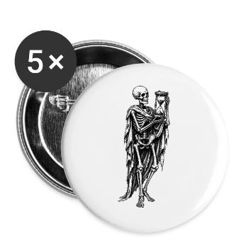Skeleton with Hourglass Gothic Motif - Buttons large 2.2''/56 mm (5-pack) - white - Front