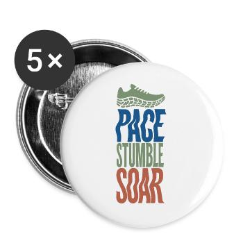 Pace Stumble Soar – Motiviertes Rennen - Buttons groß 56 mm (5er Pack) - Weiß - Vorne
