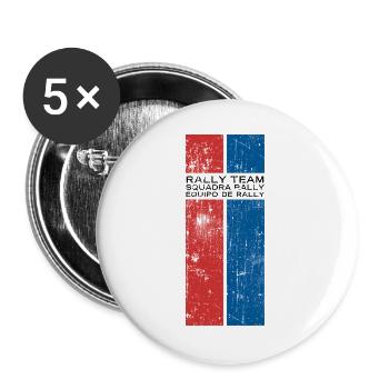 Rally Team in EN, IT, ES und klassischen Stripes - Buttons groß 56 mm (5er Pack) - Weiß - Vorne