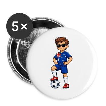 Soccer Boy Fan d’Australie Drapeau australien - Lot de 5 grands badges (56 mm) - blanc - Devant