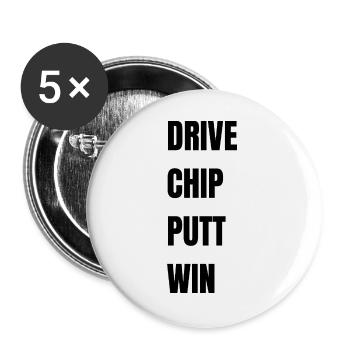 Golf Drive Chip Putt Win - Buttons groß 56 mm (5er Pack) - Weiß - Vorne