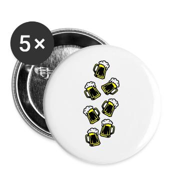 Bier Anstoßen Saufen - Buttons groß 56 mm (5er Pack) - Weiß - Vorne