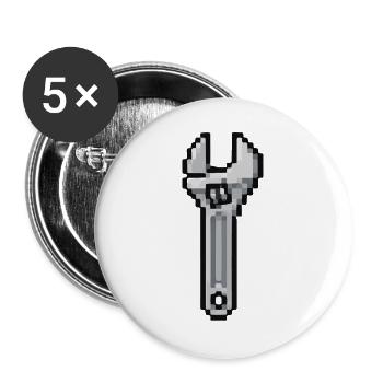 Pixel-Werkzeug: Schraubenschlüssel - Buttons groß 56 mm (5er Pack) - Weiß - Vorne