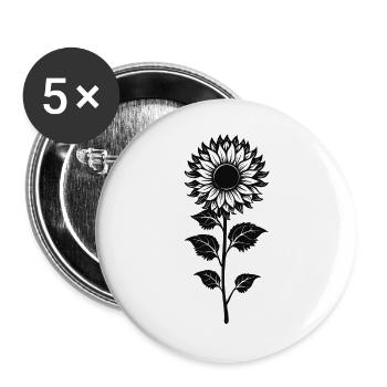 Sonnenblume - Buttons groß 56 mm (5er Pack) - Weiß - Vorne