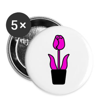 Blume - Buttons groß 56 mm (5er Pack) - Weiß - Vorne