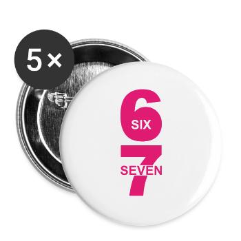 Six Seven - 67 - Meme - Basketball - 6-7 - Buttons groß 56 mm (5er Pack) - Weiß - Vorne