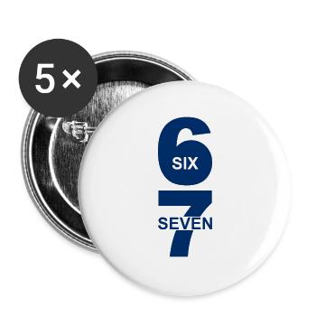 Six Seven - 67 - Meme - Basketball - 6-7 - Buttons groß 56 mm (5er Pack) - Weiß - Vorne