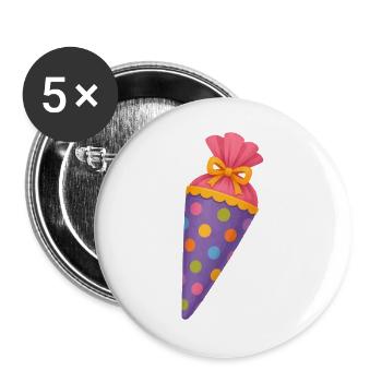 Colourful school cone for the first day of school - Buttons large 2.2''/56 mm (5-pack) - white - Front