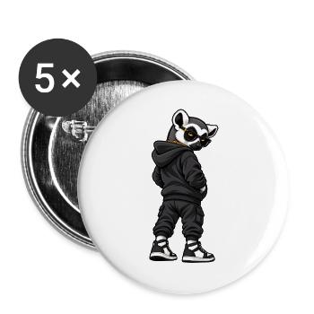 Gangster Katta im lässigen Streetwear Look - Buttons groß 56 mm (5er Pack) - Weiß - Vorne