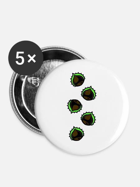 Kastanie Symbol - Buttons groß 56 mm (5er Pack) - Weiß