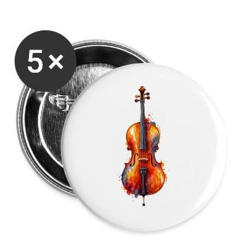 Wasserfarbene Violine – Farbexplosion - Buttons groß 56 mm (5er Pack) - Weiß - Vorne