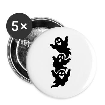 Drei Halloween Geister - Buttons groß 56 mm (5er Pack) - Weiß - Vorne