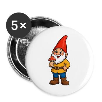 Fröhlicher Waldfürst mit Pilz - Buttons groß 56 mm (5er Pack) - Weiß - Vorne