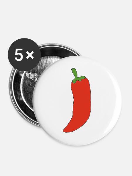 Feurige peperoni - Buttons groß 56 mm (5er Pack) - Weiß