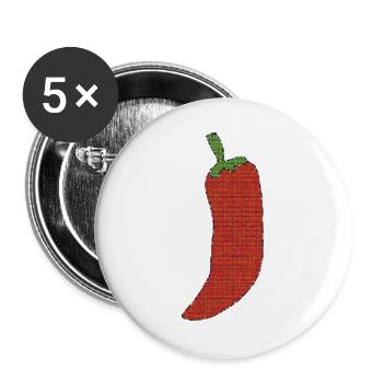 Chili Pixelkunst Feuerrot - Buttons groß 56 mm (5er Pack) - Weiß - Vorne