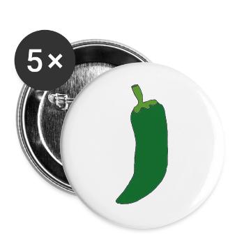 Grüne Chili Silhouette - Buttons groß 56 mm (5er Pack) - Weiß - Vorne
