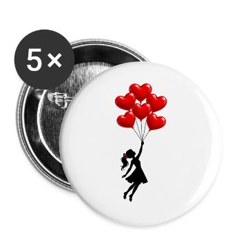 Flying Girl - Buttons groß 56 mm (5er Pack) - Weiß - Vorne