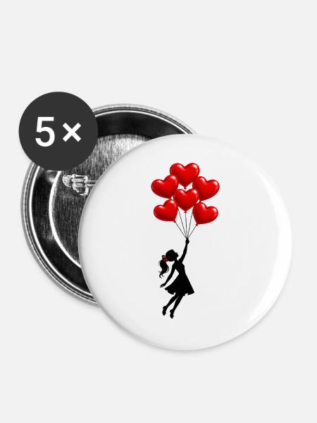 Flying Girl - Buttons groß 56 mm (5er Pack) - Weiß