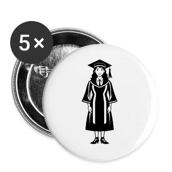 Abschlussmädchen - Buttons groß 56 mm (5er Pack) - Weiß - Vorne