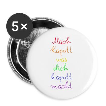DIE WÜRDE DES MENSCHEN IST UNANTASTBAR REGENBOGEN - Buttons groß 56 mm (5er Pack) - Weiß - Vorne
