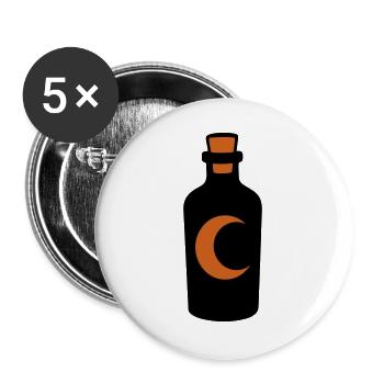 Halbmond Zaubertrank Flasche - Buttons groß 56 mm (5er Pack) - Weiß - Vorne