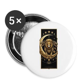 Löwe auf einem Mondsichel - Buttons groß 56 mm (5er Pack) - Weiß - Vorne