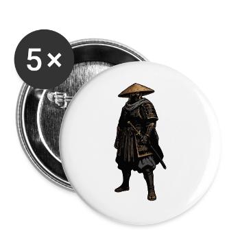 Samurai im Strohhut - Buttons groß 56 mm (5er Pack) - Weiß - Vorne
