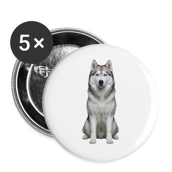 Eises, husky-blauäugiges Porträt - Buttons groß 56 mm (5er Pack) - Weiß - Vorne