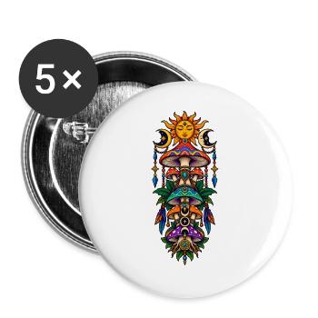 Sonnenmond Pilzturm Farbzauber - Buttons groß 56 mm (5er Pack) - Weiß - Vorne