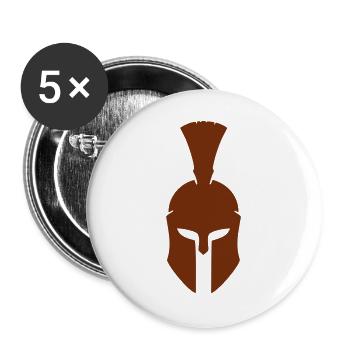 Spartanischer Helm Retro Braun - Buttons groß 56 mm (5er Pack) - Weiß - Vorne