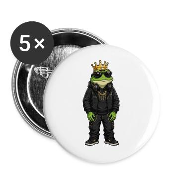 Froschkönig Streetwear-Krone - Buttons groß 56 mm (5er Pack) - Weiß - Vorne