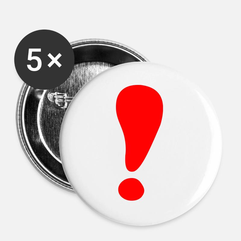 Ausrufezeichen - Buttons groß 56 mm (5er Pack) - Weiß