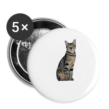Cat Kitten Tabby Tiger Cat - Buttons large 2.2''/56 mm (5-pack) - white - Front