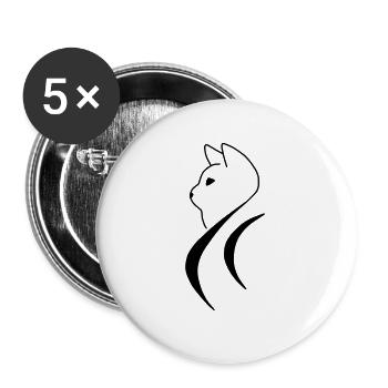 Katze - Buttons groß 56 mm (5er Pack) - Weiß - Vorne