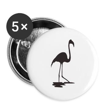 Flamingo Schwarz - Buttons groß 56 mm (5er Pack) - Weiß - Vorne