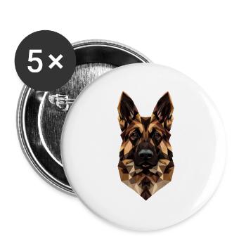 German Shepherd Low Poly Design - Buttons large 2.2''/56 mm (5-pack) - white - Front