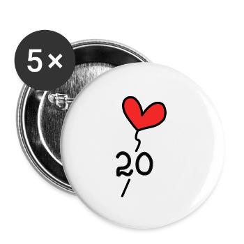 20 YEARS. ANNIVERSARY. HAPPY BIRTHDAY. HAPPY ANNIV - Buttons large 2.2''/56 mm (5-pack) - white - Front