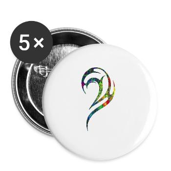 Gothic Tattoo gelb gruen marmoriert - Buttons groß 56 mm (5er Pack) - Weiß - Vorne