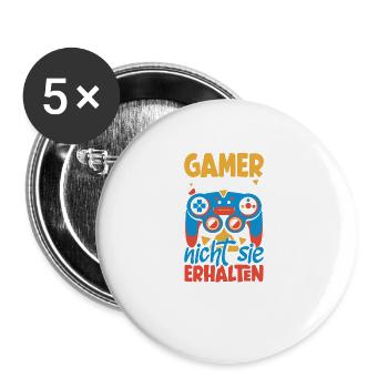 Gamer altern nicht, sie bekommen ein update - Buttons groß 56 mm (5er Pack) - Weiß - Vorne