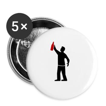Boire de la bière de fête - Lot de 5 grands badges (56 mm) - blanc - Devant