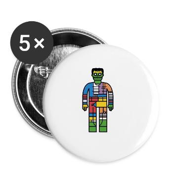 Zombie Halloween Coloré - Lot de 5 grands badges (56 mm) - blanc - Devant