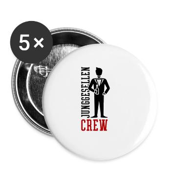 Junggesellen Crew Jga Bräutigam - Buttons groß 56 mm (5er Pack) - Weiß - Vorne