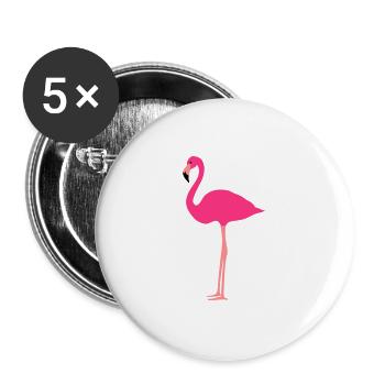 Flamingo 3 colors - Buttons large 2.2''/56 mm (5-pack) - white - Front